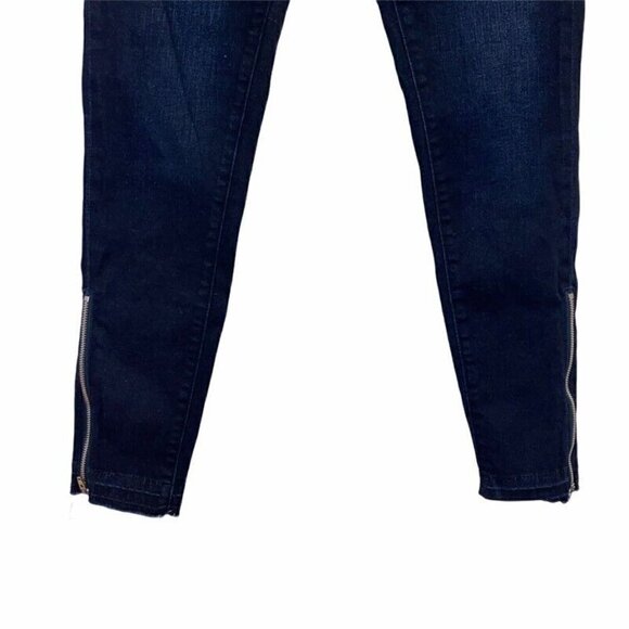 Dear John Women's Blue Castle Slim Skinny Jeans Dark Wash Distressed Zip Legs 26 - Picture 3 of 9